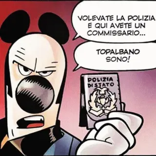 👮 VOLEVATE LA POLIZIA E QUI AVETE UN COMMISSARIO... TOPALBANO SONO! dessin animé, police, badge, bande dessinée telegram sticker