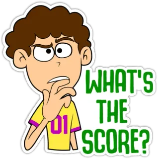 🤔 WHAT'S THE SCORE? cartoon, question, score, person, yellow shirt telegram sticker
