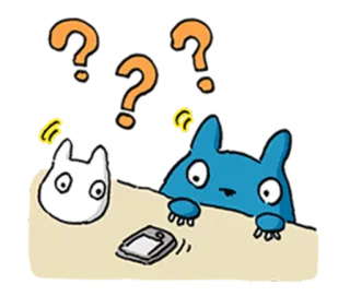 ❓ cartone animato, mostro, punto interrogativo, telefono, adesivo telegram sticker