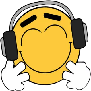 🎧 絵文字, スマイリー, ヘッドホン, 音楽, 聴く, 幸せ, 漫画 telegram sticker