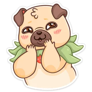 ☺️ 퍼그, 강아지, 동물, 귀여운, 스티커, 만화, 딸기 telegram sticker