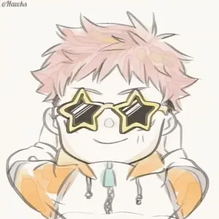 😉 @Hawks Anime, Desenho animado, Óculos de estrela, Arte, Esboço, Personagem telegram sticker