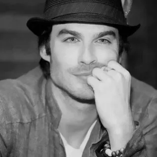 ⚫️ Ian Somerhalder 俳優, 有名人, ポートレート, 男性, 帽子 telegram sticker