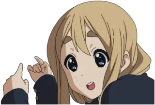 👉 Anime, Leuk, Meisje, Cartoon, Wijzend, Mugi, K-On telegram sticker