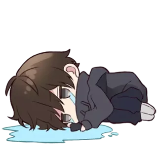 😢 sad, crying, anime, boy, upset telegram sticker