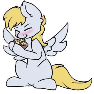 🍜 poni, kuda bersayap, makan, mi, anime telegram sticker
