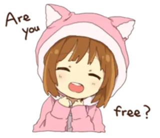 😄 Are you free? Anime, Mädchen, süß, Kapuzenpulli telegram sticker