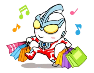🛍 Ultraman imut, anime, kartun, superhero, belanja, musik telegram sticker