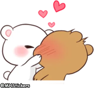 💏 @MHStickers oso, amor, beso, dibujos animados, lindo, pegatina whatsapp sticker