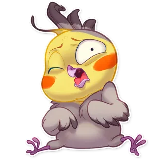 😟 vogel, cartoon, lustig, niedlich, emoji, aufkleber telegram sticker