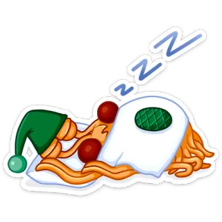 😴 zzz monstre spaghetti volant, fsm, pastafarisme, sommeil, dessin animé telegram sticker