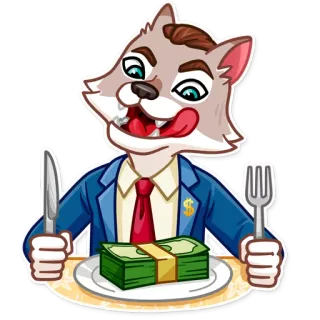 🍽 loup, argent, avidité, affaires, dessin animé telegram sticker