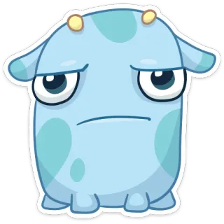 😕 Cartone animato, Mostro, Carino, Adesivo, Blu, Triste telegram sticker