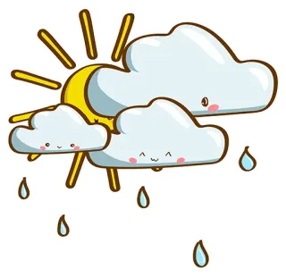😢 sole, nuvola, pioggia, meteo, kawaii, carino, felice, cartone animato telegram sticker