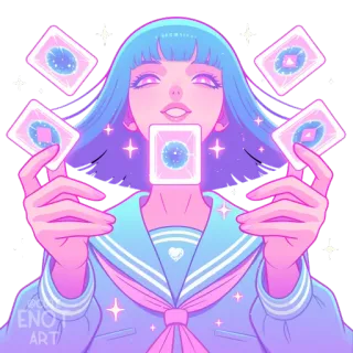 🌌 anime, tarot, magic, cards, girl, pastel, aesthetic telegram sticker