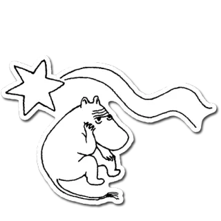 💫 Moomin moomin, dibujos animados, personaje, hipopótamo, estrella, lindo telegram sticker