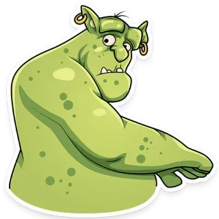 😧 Troll, Kreskówka, Zielony, Stwór, Potwór, Fantasy telegram sticker