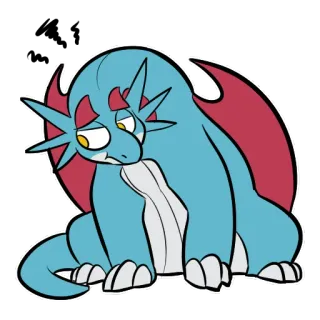 😐 dragon, cartoon, sticker, cute, sad, blue, monster whatsapp sticker
