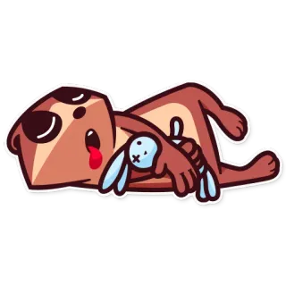 😴 Otter, süß, verschlafen, erschöpft, Cartoon, Tier, liegend telegram sticker