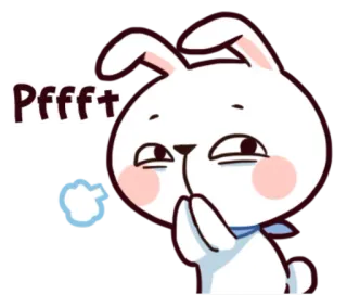 🤣 Pffft 卡通兔子, 可爱, 噗, 动物贴纸, 白兔, 坏笑 telegram sticker