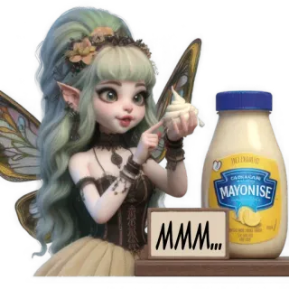🤤 MMM... fairy, mayonnaise, food, cute, funny, eating telegram sticker