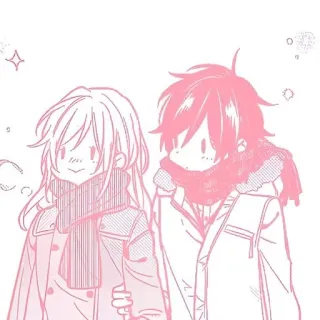💗 커플, 애니메이션, 만화, 머플러, 겨울, 귀여운, 일러스트 telegram sticker
