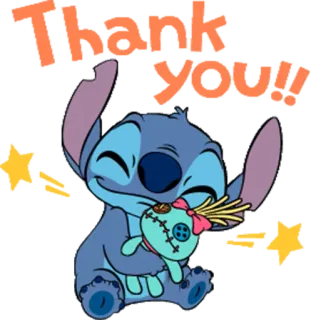 ☺️ Stitch Lilo & Stitch Thank you!! สติทช์, ลิโล่แอนด์สติทช์, ขอบคุณ, น่ารัก, การ์ตูน telegram sticker