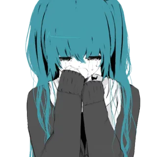 😭 Anime, Mädchen, weinen, traurig, Cartoon telegram sticker