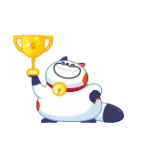 🥳 cartoon, cat, trophy, celebration, winner, achievement, cute, animal telegram sticker