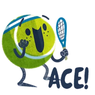 👍 ACE! Tenis, Deportes, Pelota de tenis, Ace, Dibujos animados, Diversión telegram sticker