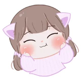 ☺️ kattenoren, kawaii, schattig, anime, meisje, sticker, cartoon telegram sticker
