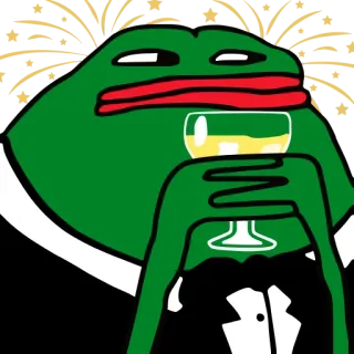 🎆 Pepe the Frog 佩佩, 青蛙, 表情包, 庆祝, 喝酒, 敬酒 whatsapp sticker