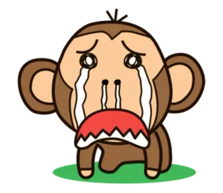 🐵 ลิง, ร้องไห้, เศร้า, สัตว์, น้ำตา, การ์ตูน telegram sticker