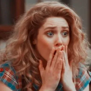 🤭 Wanda Maximoff chocada, mulher, surpresa, rosto, tv telegram sticker