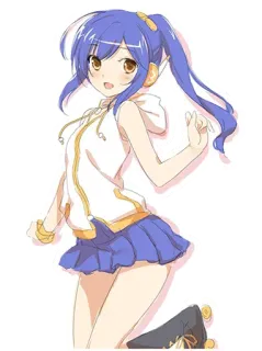👐 Anime, Chica, Dibujo animado, Personaje, Linda, Pelo azul, Falda telegram sticker