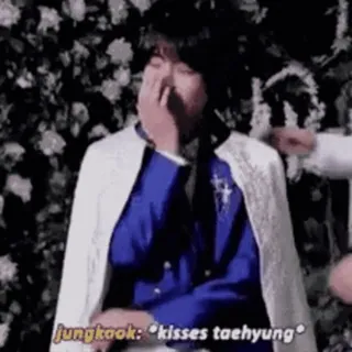 🎈 Jungkook jungkook: *kisses taehyung* jungkook, taehyung, beijo, kpop, bts telegram sticker