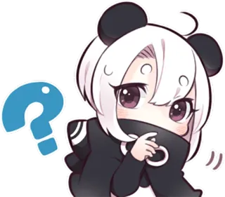 ❓ Panda, Anime, Kawaii, Pregunta, Chibi, Lindo, Dibujo animado telegram sticker