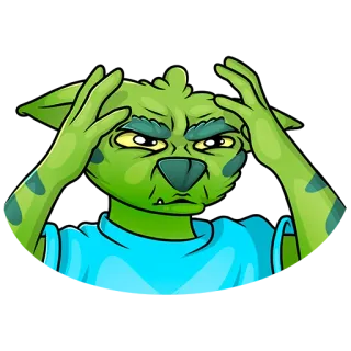 🤷‍♂️ イライラ, 混乱, キャラクター, 緑, 思考中, 動揺 telegram sticker