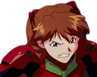 😀 Asuka Neon Genesis Evangelion anime, anger, Asuka Langley, Evangelion, serious telegram sticker