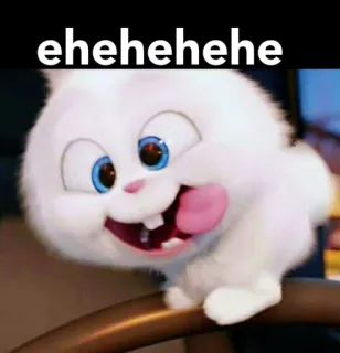 🤪 Snowball The Secret Life of Pets ehehehehehe 토끼, 바니, 만화, 동물, 애완동물, 웃긴 whatsapp sticker