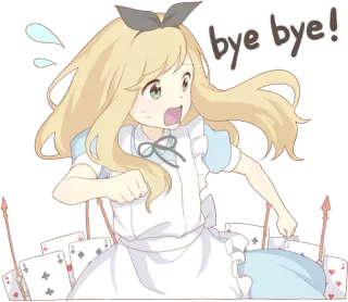 👋 Alice Alice in Wonderland bye-bye! Anime, Alice no País das Maravilhas, Desenho animado, Fofo, Loira, Despedida, Tchau telegram sticker