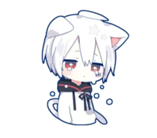 😥 Chibi, Anime, Carino, Kawaii, Ragazzo gatto, Triste, Lacrime telegram sticker