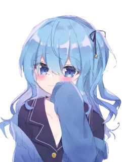 💞 Anime, Mädchen, Süß, Cartoon, Blaue Haare, Kawaii telegram sticker