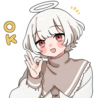 👌 OK สาวอนิเมะ, ท่าโอเค, รัศมี, น่ารัก, สติกเกอร์, อนิเมะ, ผู้หญิง telegram sticker