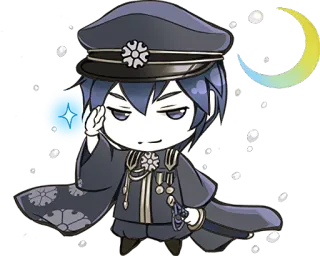 😏 chibi, anime, salute, cute, uniform telegram sticker