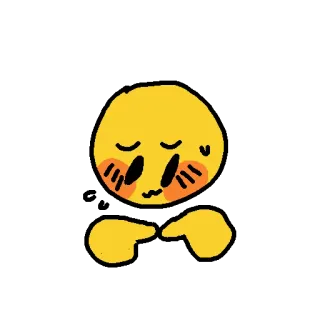 👉 Emoji, Fofo, Tímido, Dedo apontando, Amarelo, Kawaii telegram sticker