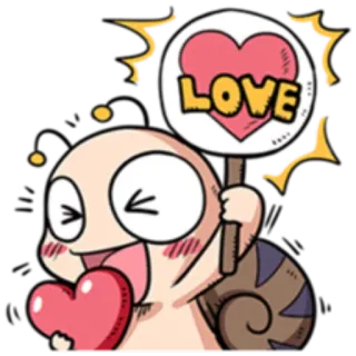❤️ LOVE รัก, หัวใจ, การ์ตูน, หอยทาก, น่ารัก telegram sticker