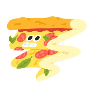 😬 Pizza, Makanan, Keju, Kartun, Lucu, Potongan, Karakter whatsapp sticker