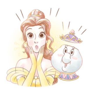 😱 Belle Beauty and the Beast เบลล์, โฉมงามกับเจ้าชายอสูร, ดิสนีย์, การ์ตูน, เจ้าหญิง, ลูมิแยร์ telegram sticker