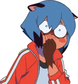😳 Michiru Kagemori BNA: Brand New Animal Anime, BNA, Michiru Kagemori, sorpreso/a, arrossendo, scioccato/a telegram sticker